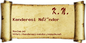 Kenderesi Nándor névjegykártya